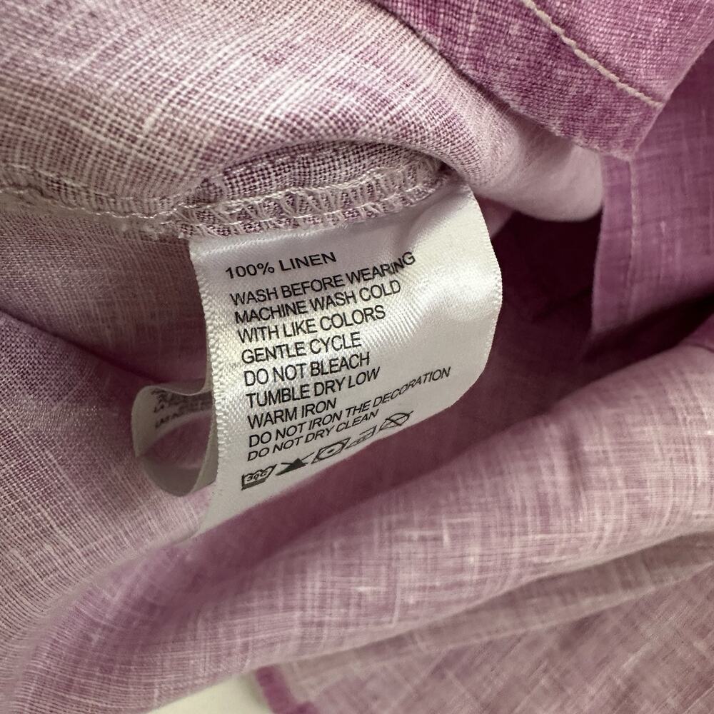 Tommy Bahama Mens Linen Shirt Size XL Purple Long Sleeve Button Front Solid - Picture 9 of 14